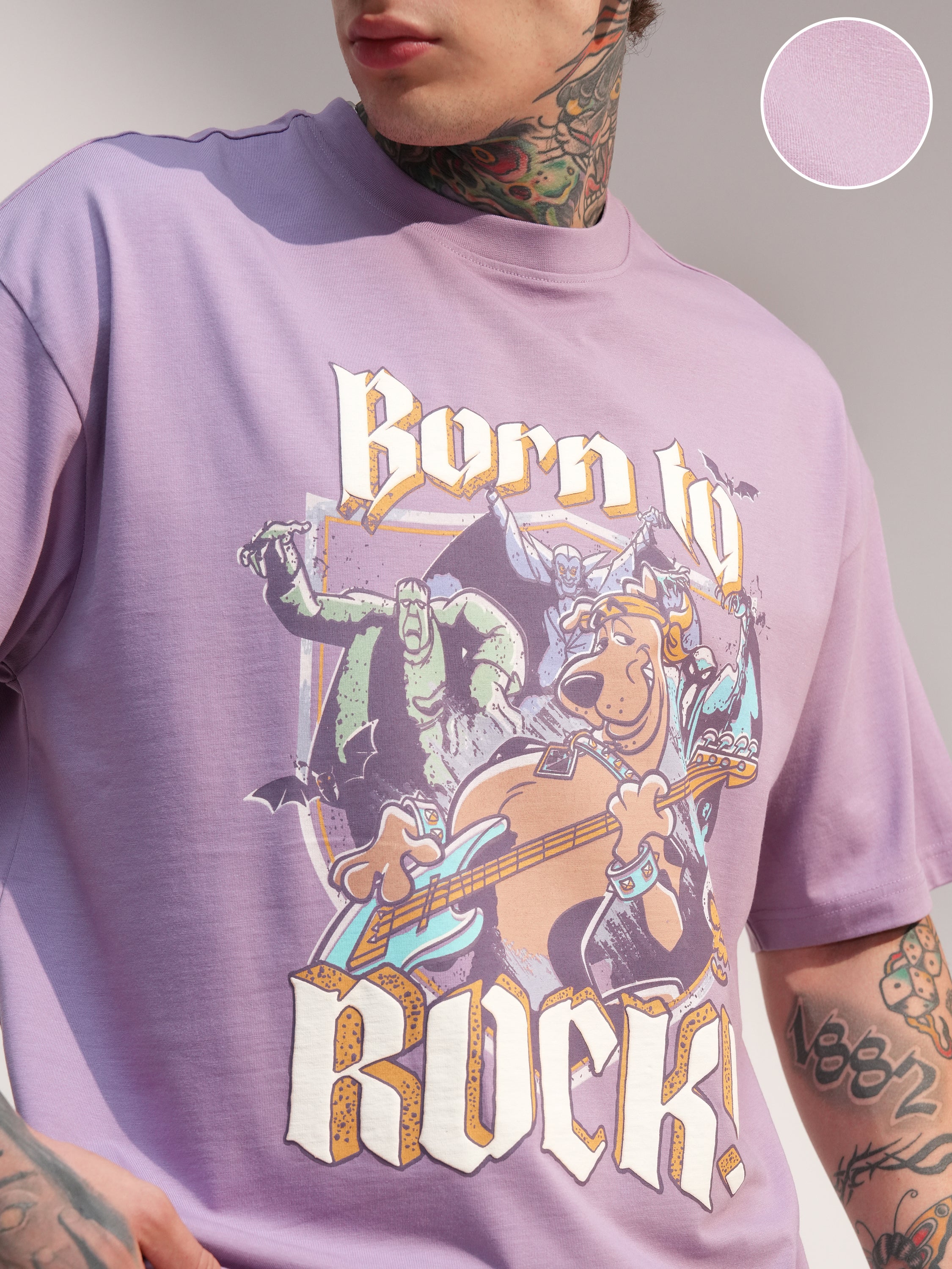 WB By Highlander Men Lavender Scooby Doo Printed Round Neck T-Shirt - Lavender - Image 5