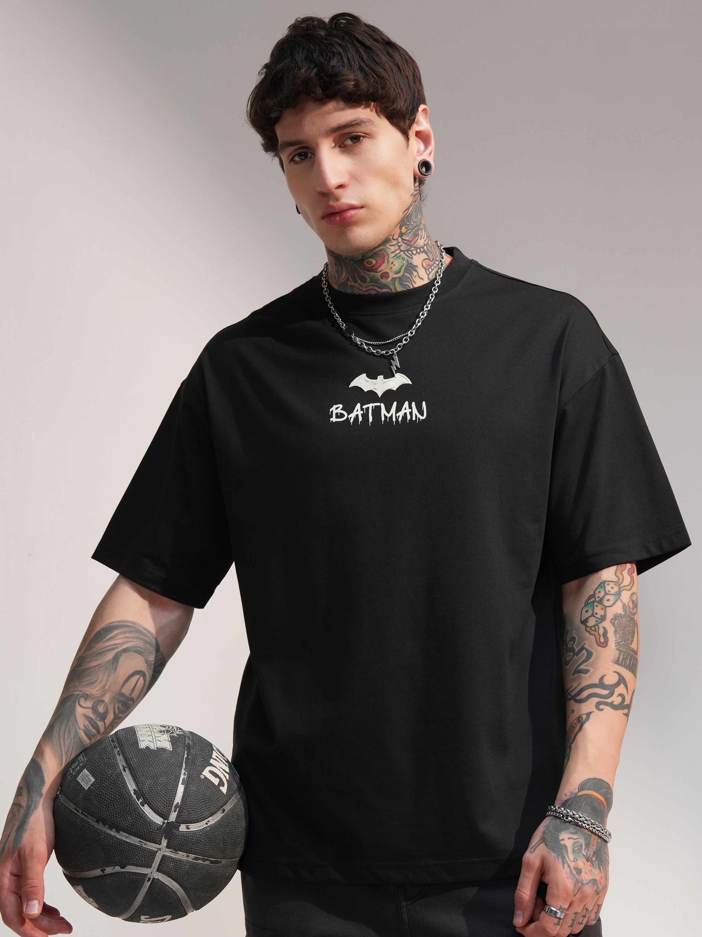 DC By Highlander Men Black Batman Printed Round Neck T-Shirt - Black - Image 3