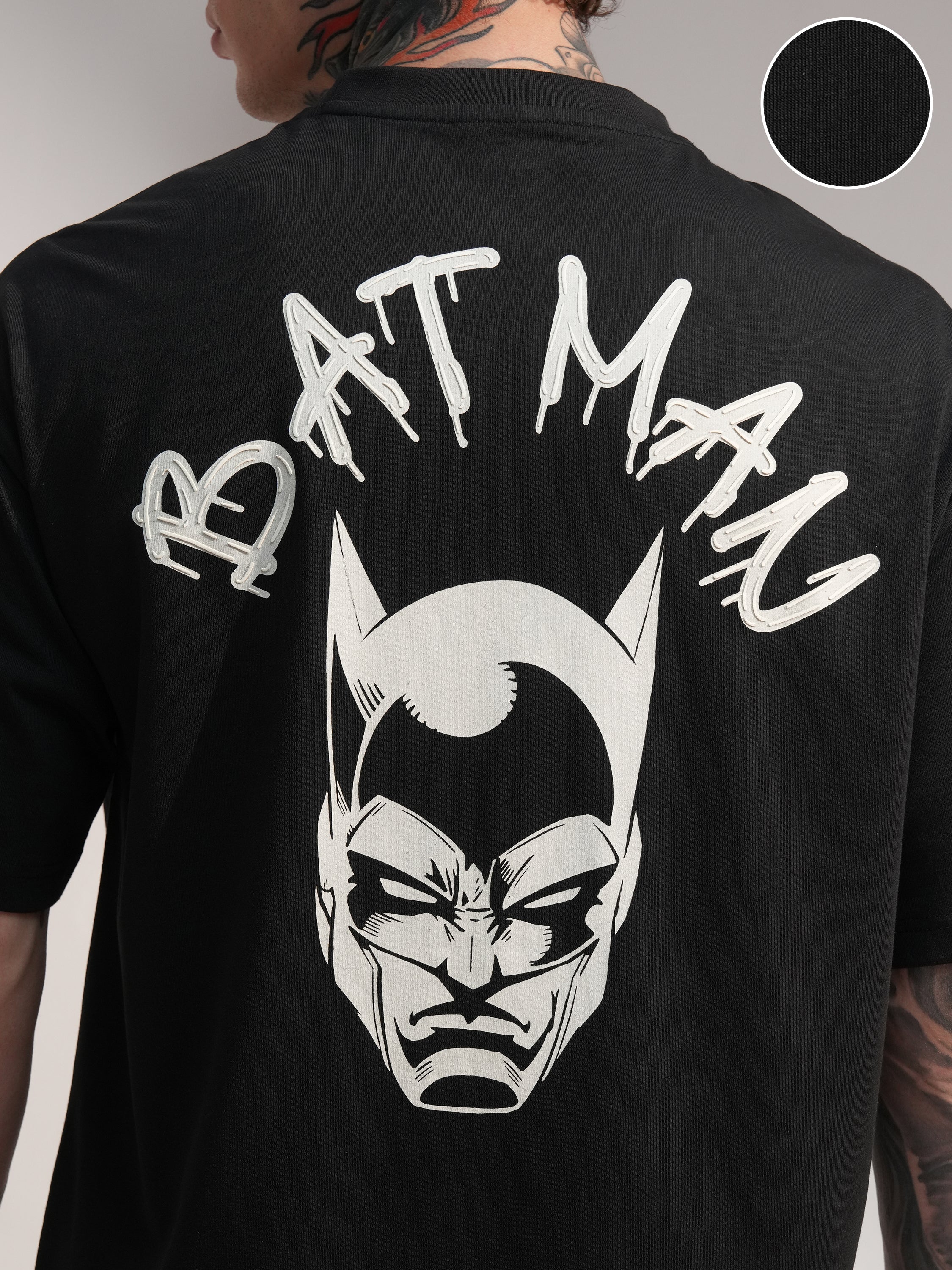 DC By Highlander Men Black Batman Printed Round Neck T-Shirt - Black - Image 5