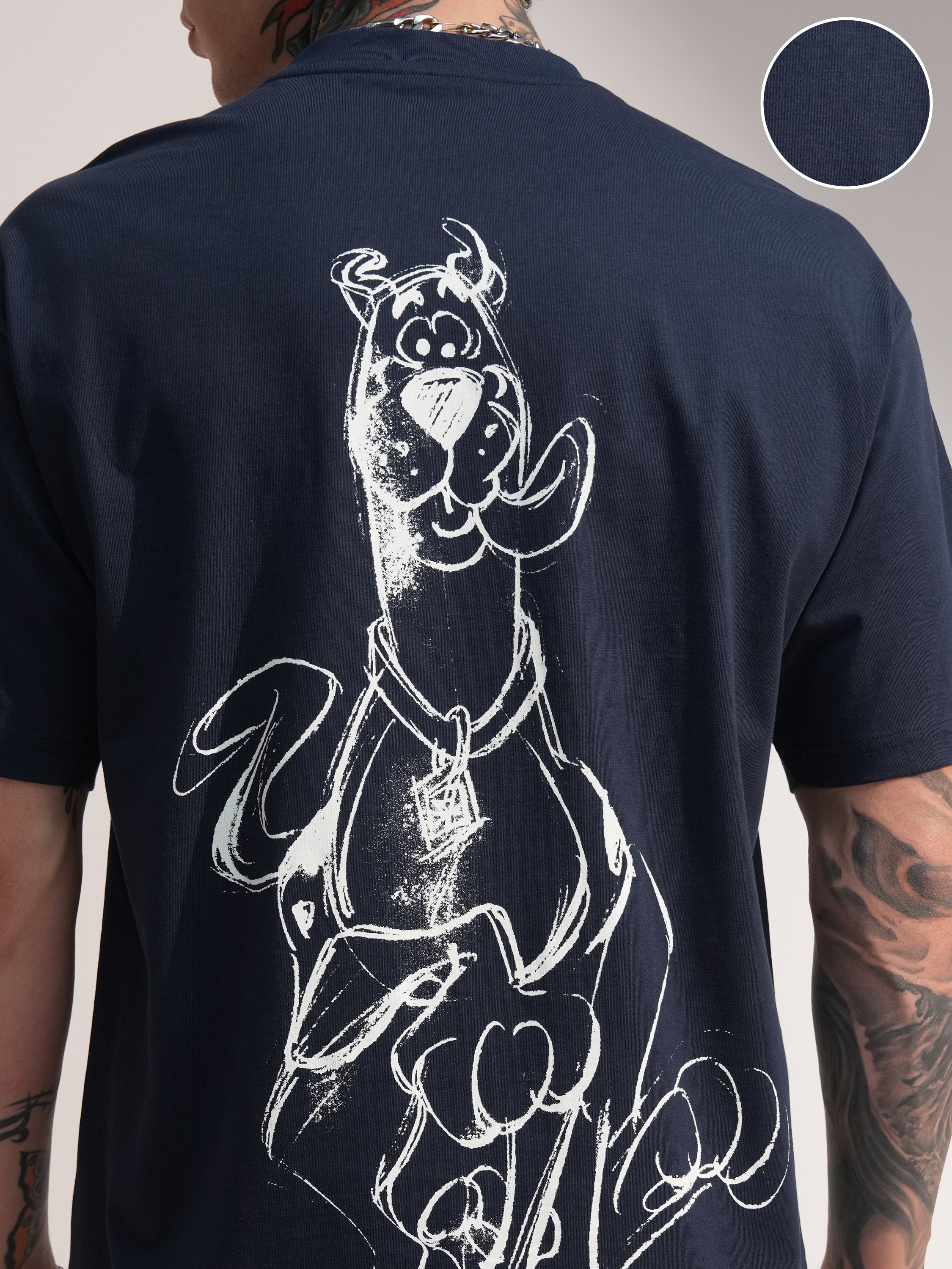 WB By Highlander Men Navy Blue Scooby Doo Printed Round Neck T-Shirt - Navy Blue - Image 5