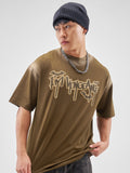 DC BY Highlander Men Brown Batman Printed Round Neck Oversized Fit T-Shirt - Brown - Image 1