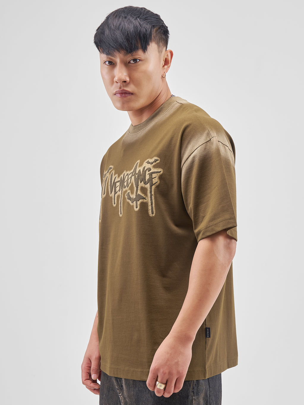 DC BY Highlander Men Brown Batman Printed Round Neck Oversized Fit T-Shirt - Brown - Image 4