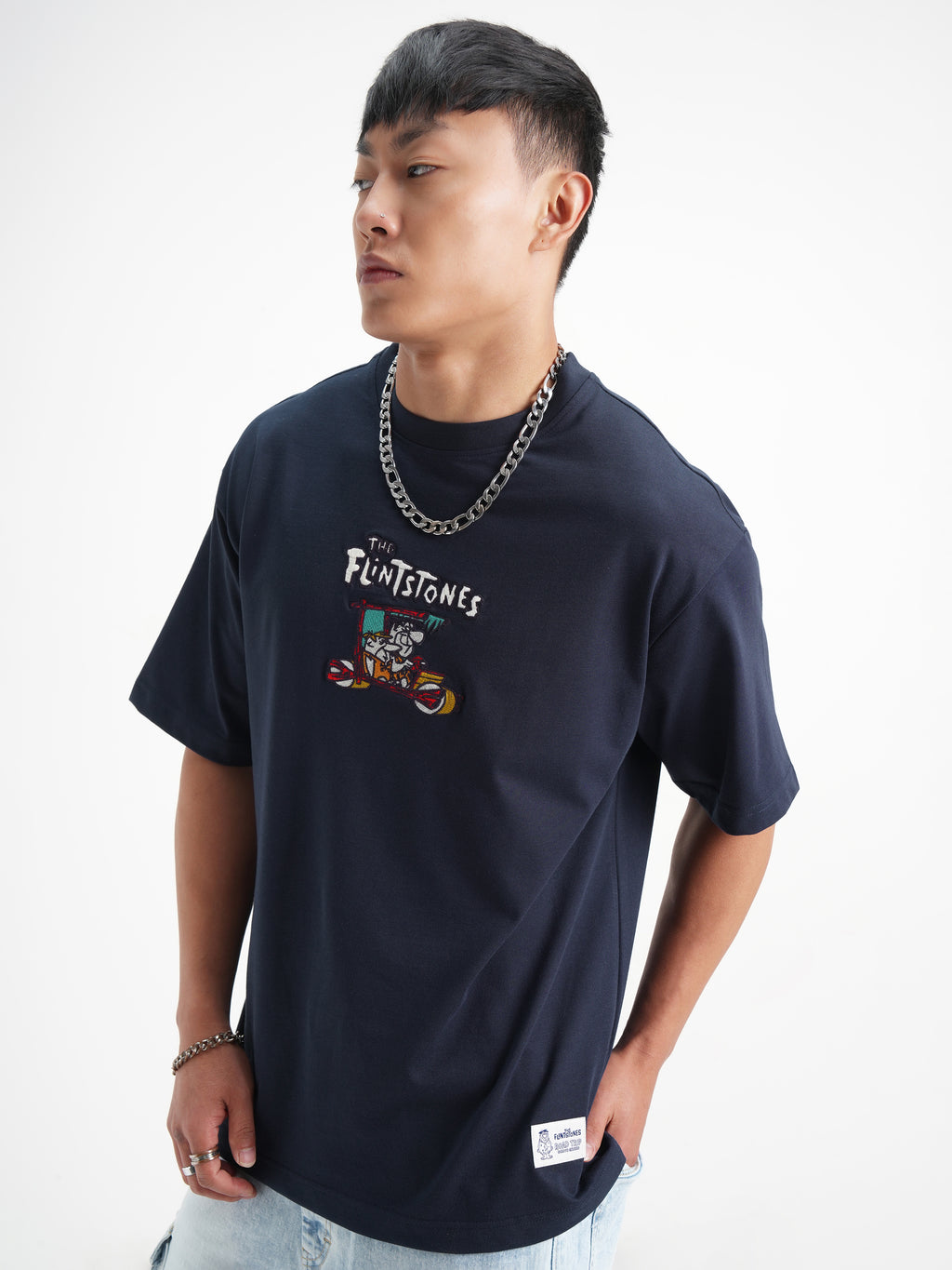 WB By Highlander Men Navy Blue Flintstones Printed Round Neck T-Shirt - Navy Blue - Image 4
