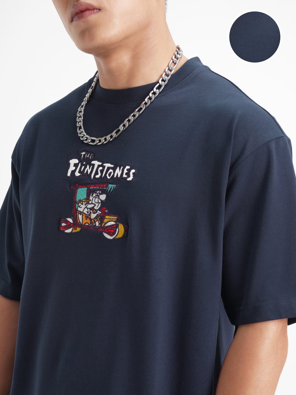 WB By Highlander Men Navy Blue Flintstones Printed Round Neck T-Shirt - Navy Blue - Image 5