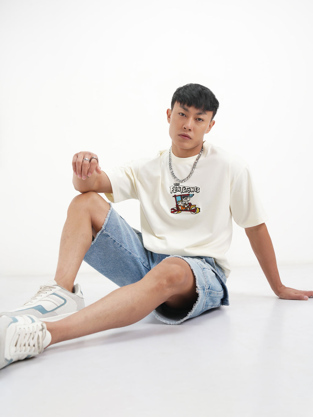 WB By Highlander Men Off White Flintstones Printed Round Neck T-Shirt - Off White - Image 2