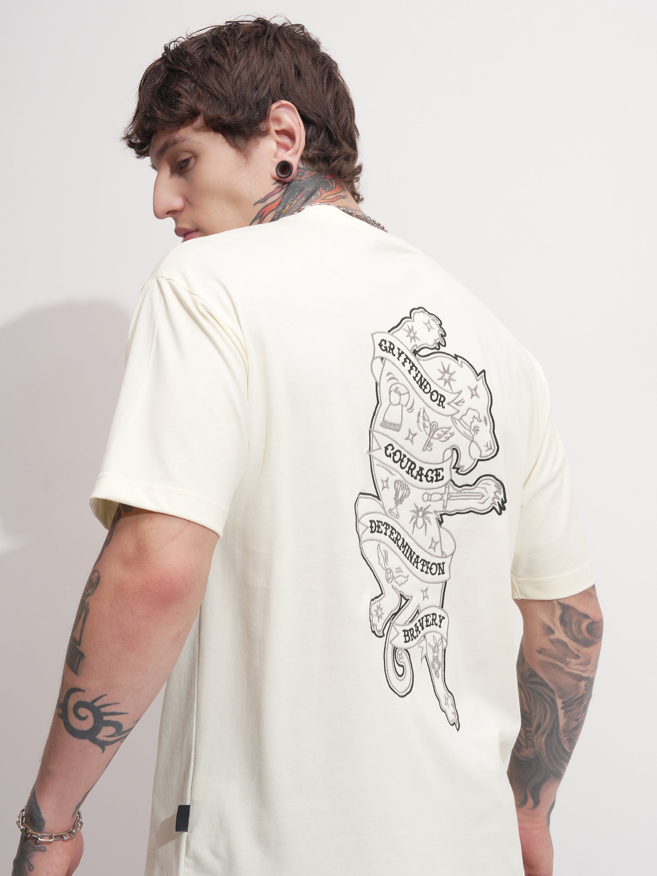WB By Highlander Men Off White Harry Potter Printed Round Neck T-Shirt - Off White - Image 1