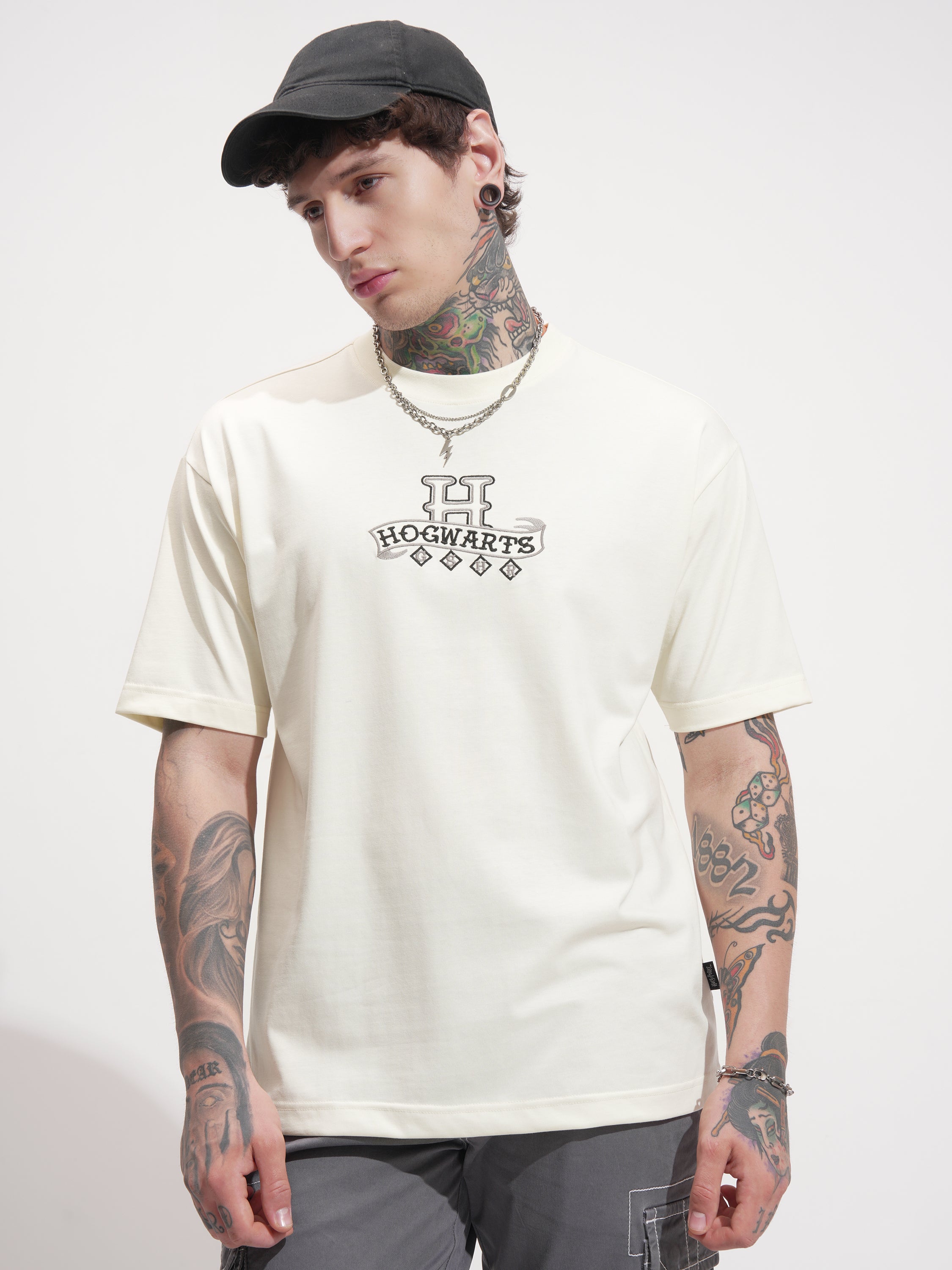 WB By Highlander Men Off White Harry Potter Printed Round Neck T-Shirt - Off White - Image 3