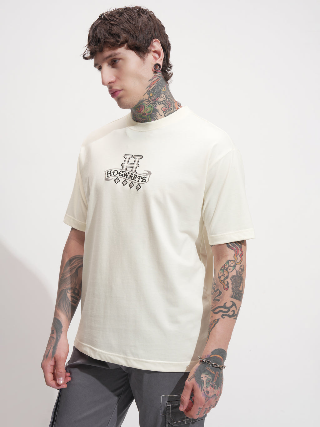 WB By Highlander Men Off White Harry Potter Printed Round Neck T-Shirt - Off White - Image 4