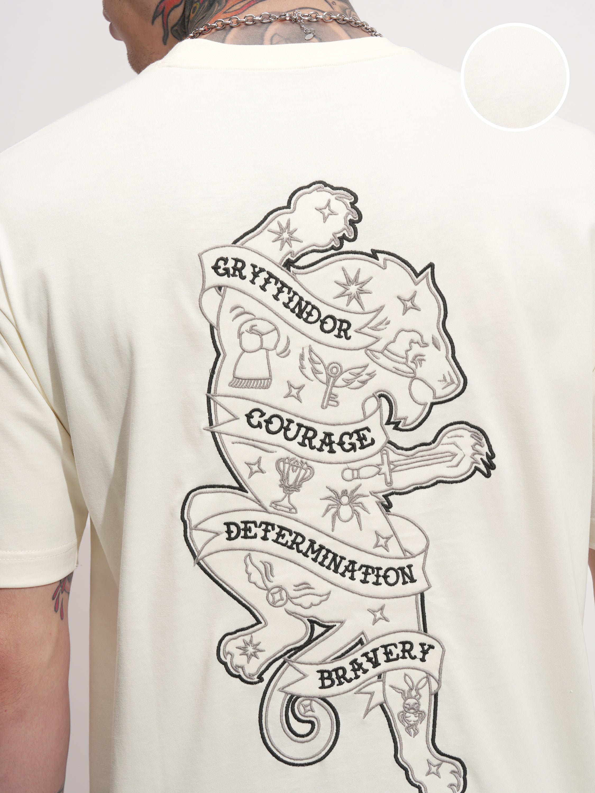 WB By Highlander Men Off White Harry Potter Printed Round Neck T-Shirt - Off White - Image 5