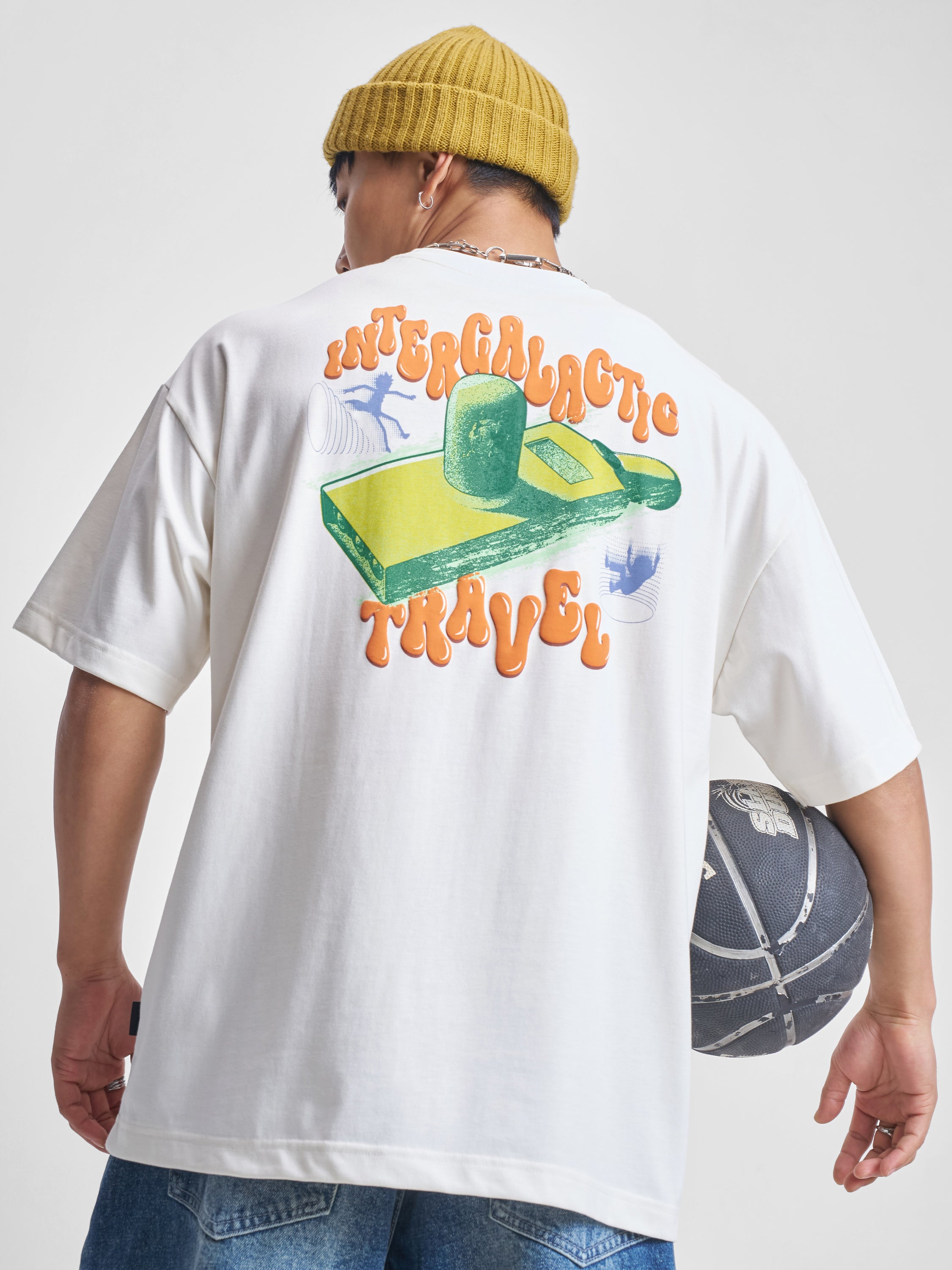 WB By Highlander Men White Rick And Morty Printed Round Neck Oversized Fit T-Shirt - White - Image 1