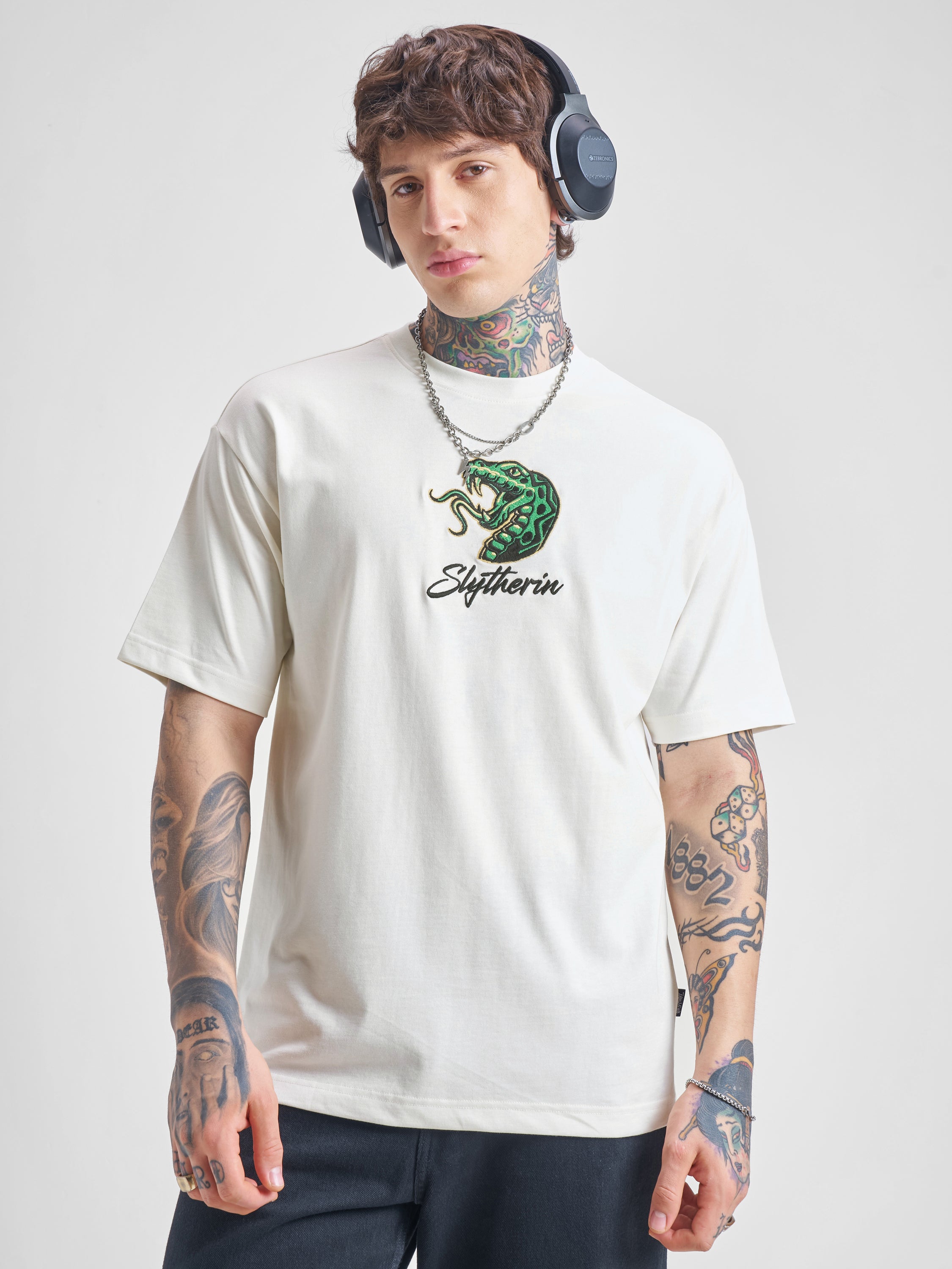 WB By Highlander Men Off White Harry Potter Printed Round Neck T-Shirt - Off White - Image 1