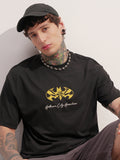 DC By Highlander Men Black Batman Embroidered Round Neck T-Shirt - Black - Image 1