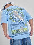 WB By Highlander Men Blue Rick And Morty Printed Round Neck Oversized Fit T-Shirt - Blue - Image 1
