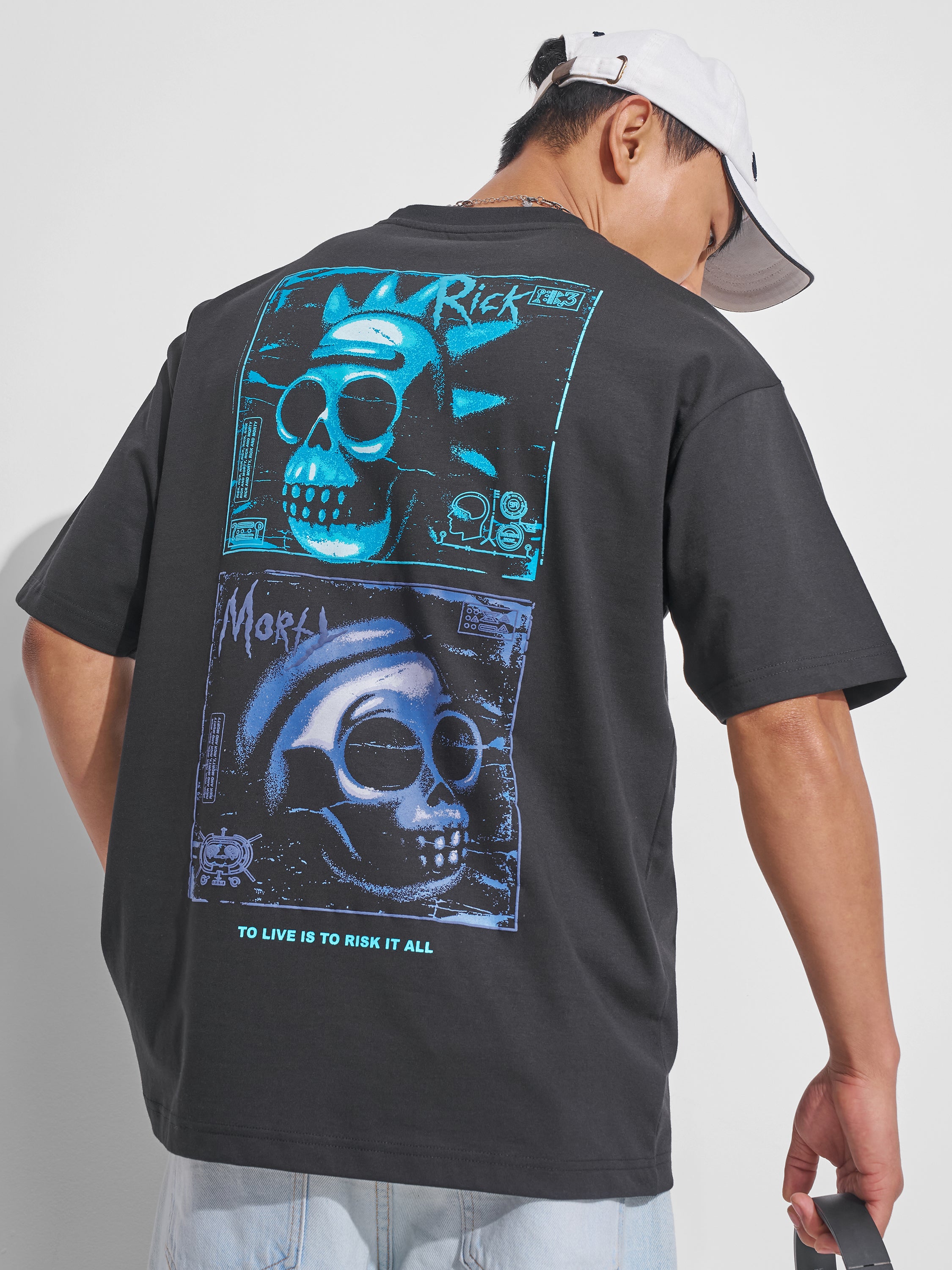 WB By Highlander Men Black Rick And Morty Printed Round Neck T-Shirt - Black - Image 1