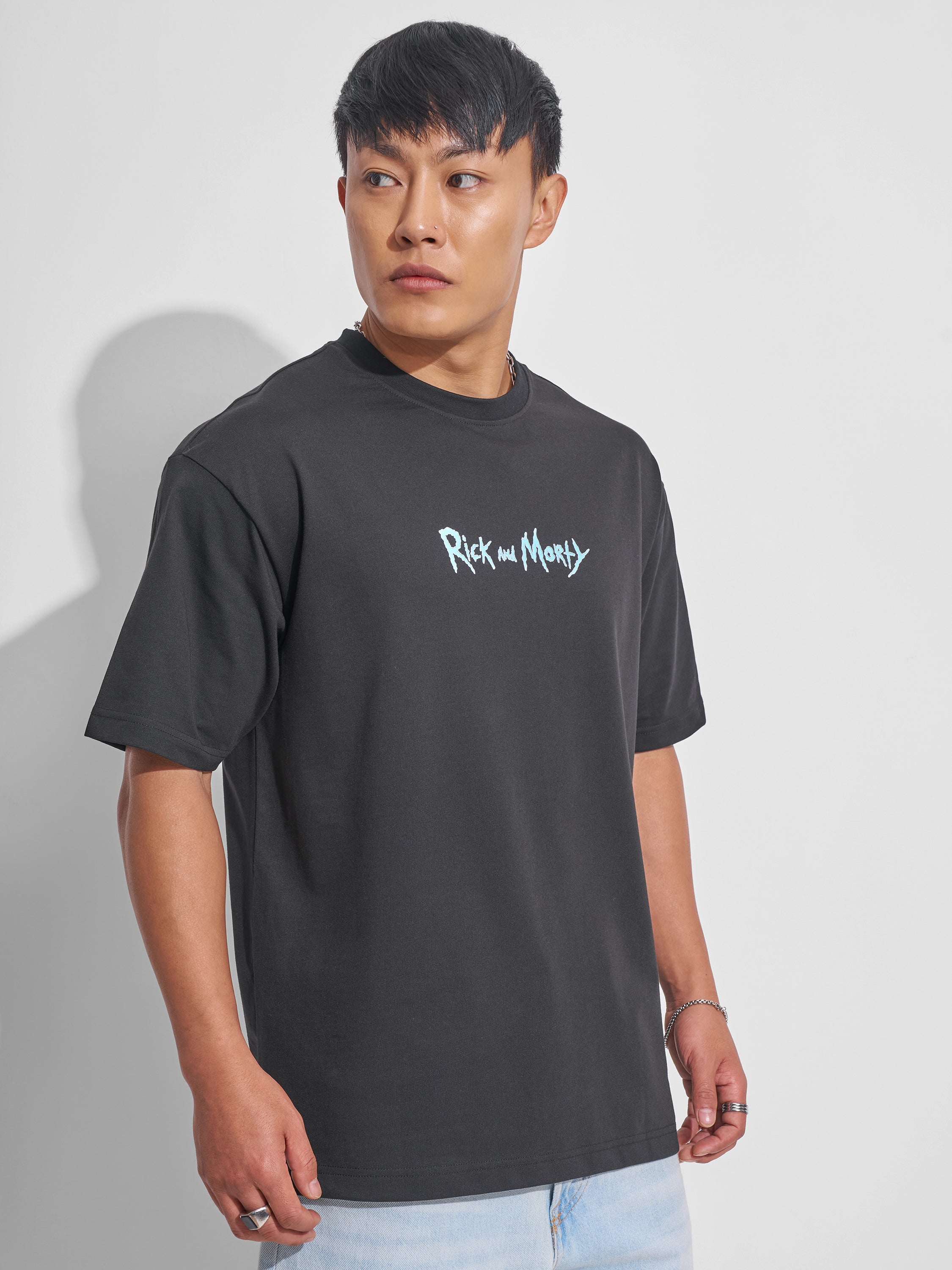 WB By Highlander Men Black Rick And Morty Printed Round Neck T-Shirt - Black - Image 6