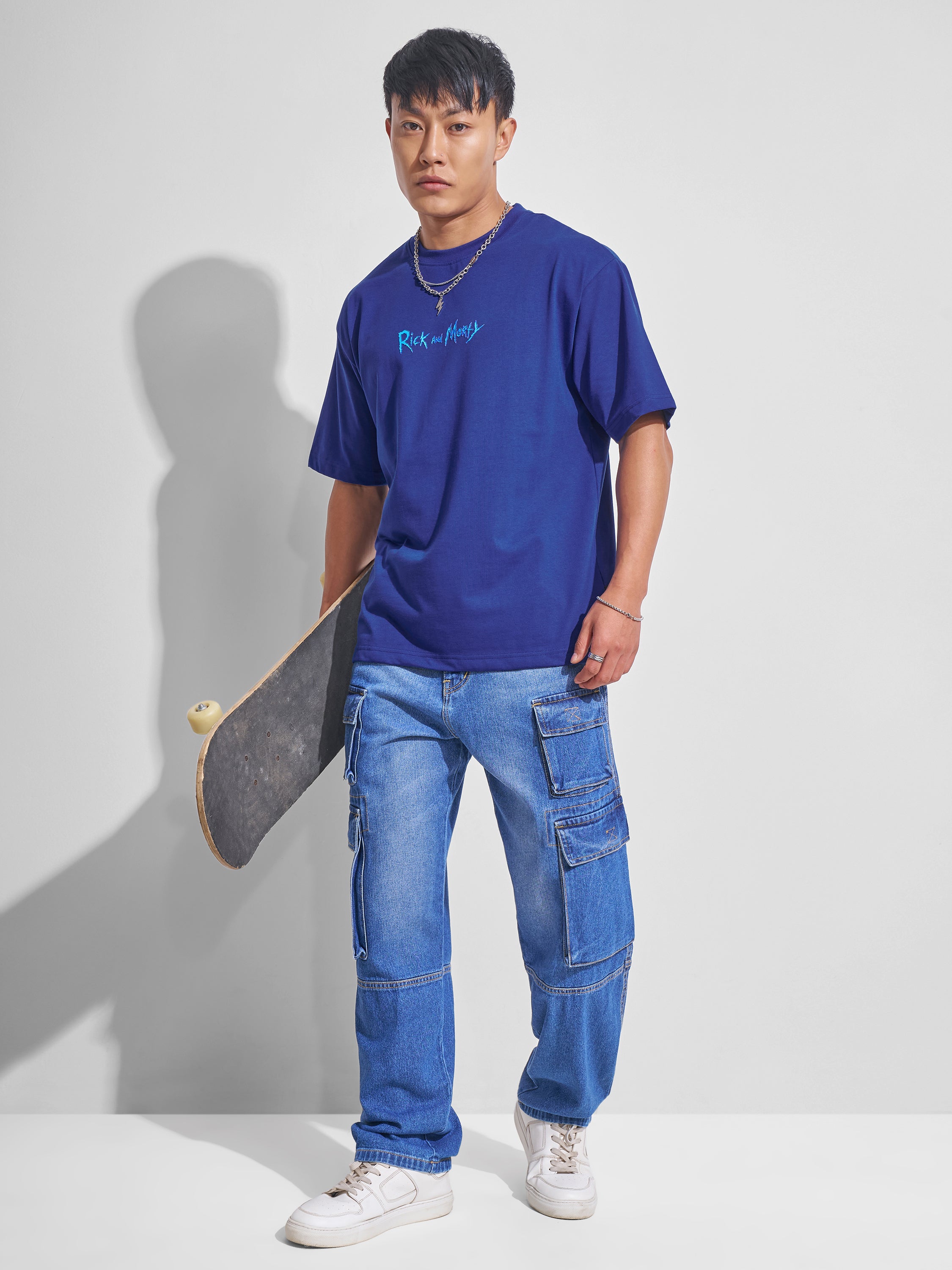 WB By Highlander Men Navy Blue Rick And Morty Printed Round Neck T-Shirt - Navy Blue - Image 2