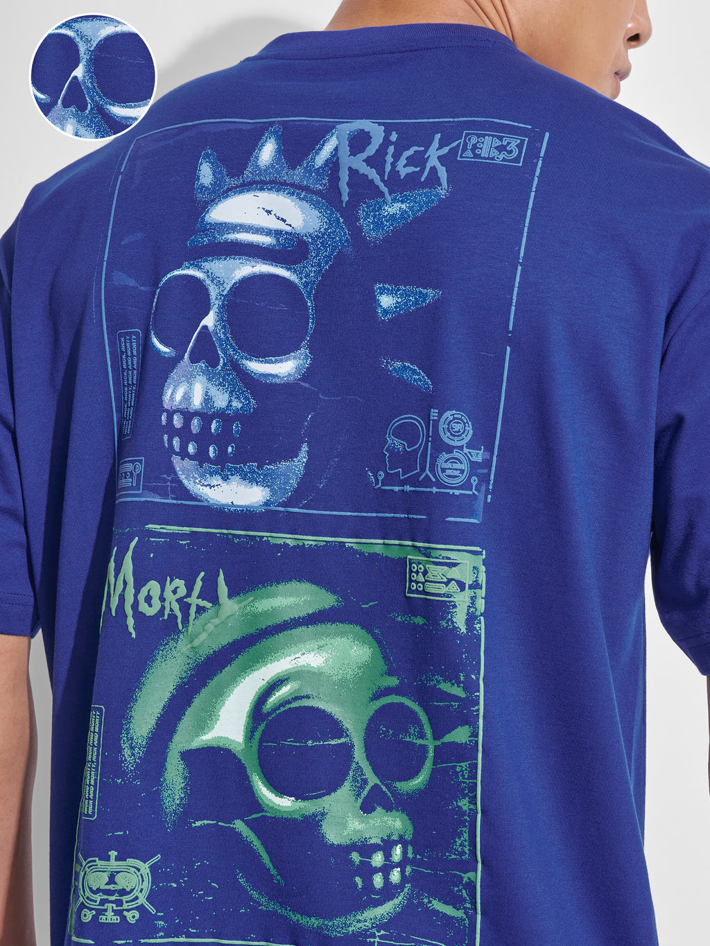 WB By Highlander Men Navy Blue Rick And Morty Printed Round Neck T-Shirt - Navy Blue - Image 5