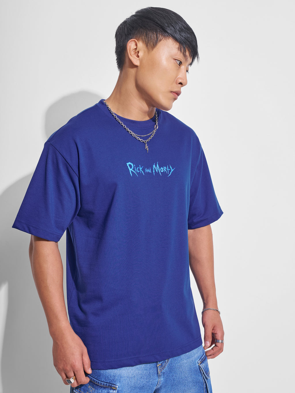 WB By Highlander Men Navy Blue Rick And Morty Printed Round Neck T-Shirt - Navy Blue - Image 6