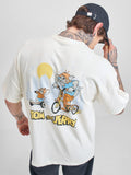 WB By Highlander Men Off White Tom And Jerry Printed Round Neck Oversized Fit T-Shirt - Off White - Image 1