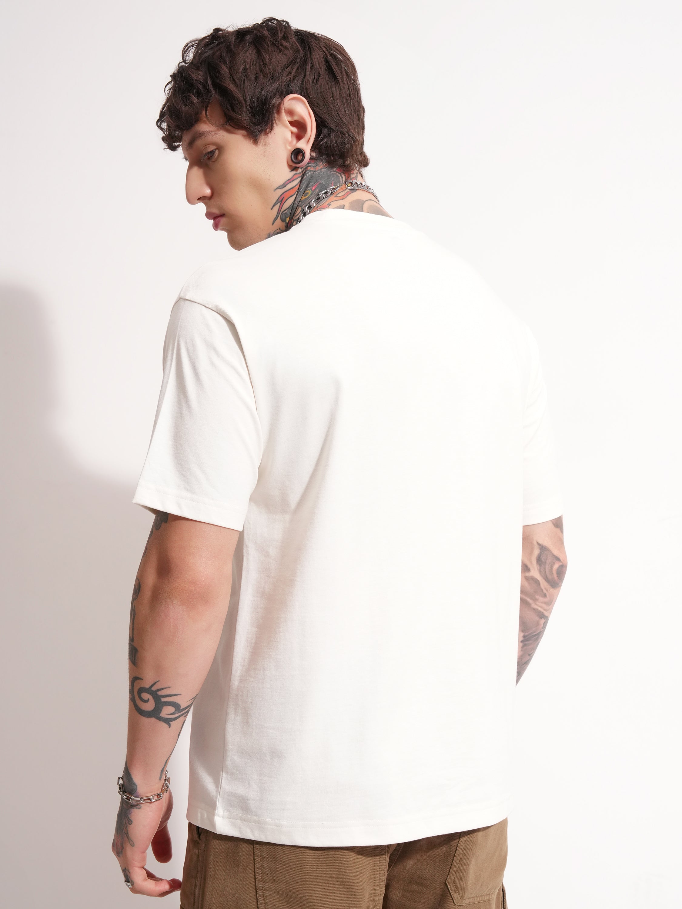 DC By Highlander Men White Flash Printed Round Neck T-Shirt - White - Image 3