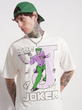 DC By Highlander Men White Batman Printed Round Neck Oversized Fit T-Shirt - White - Image 1