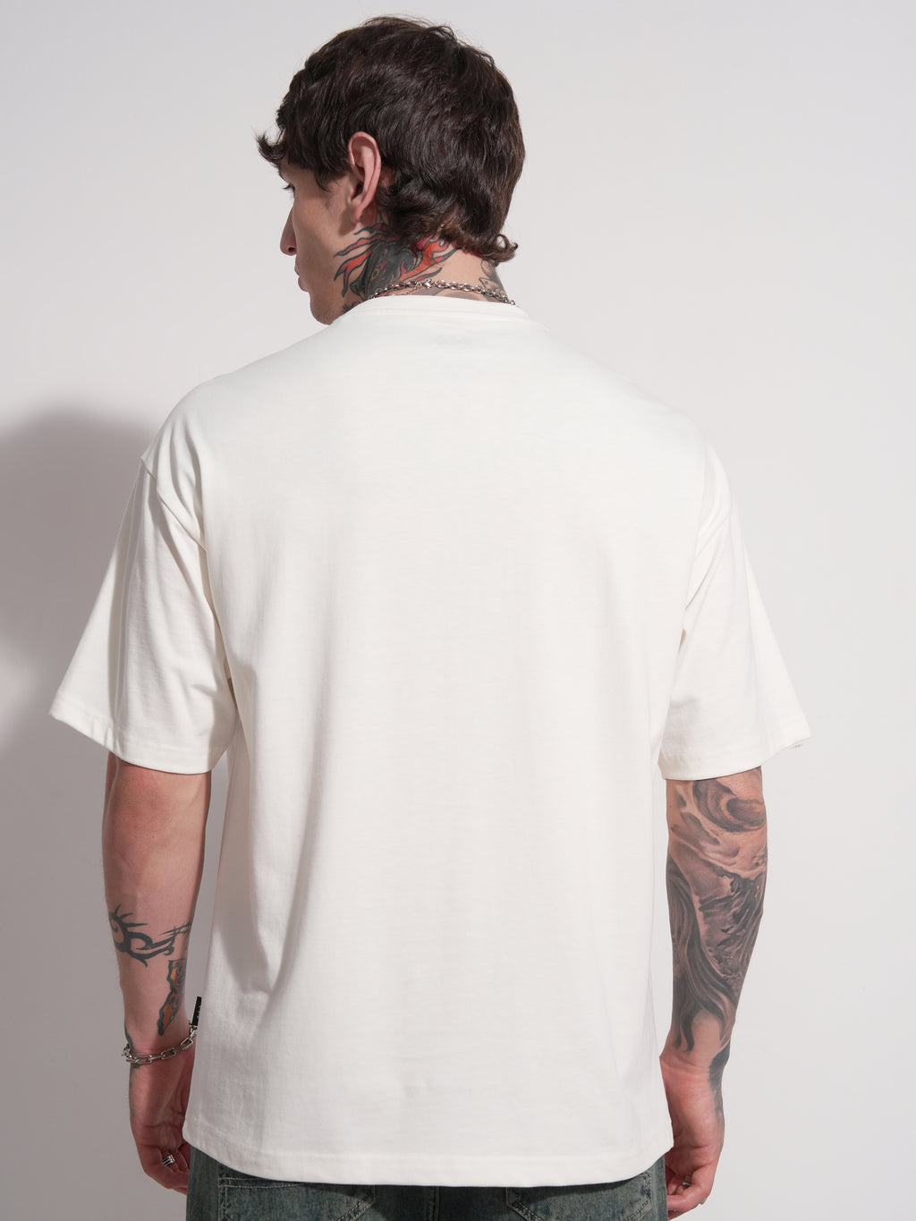 DC By Highlander Men White Batman Printed Round Neck Oversized Fit T-Shirt - White - Image 3