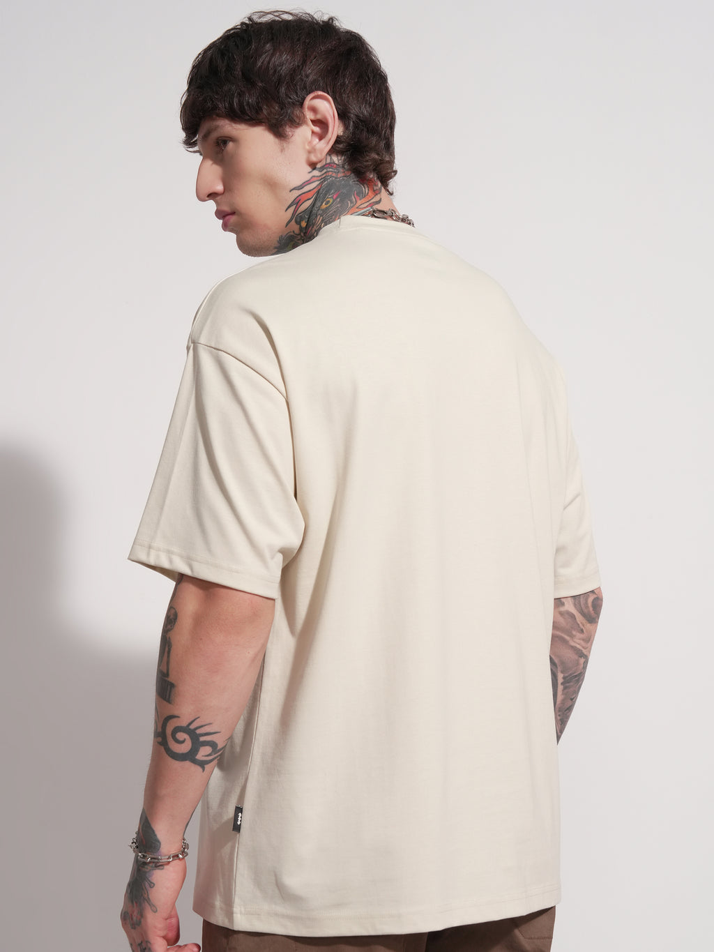DC By Highlander Men Cream Joker Printed Round Neck Oversized Fit T-Shirt - Cream - Image 3