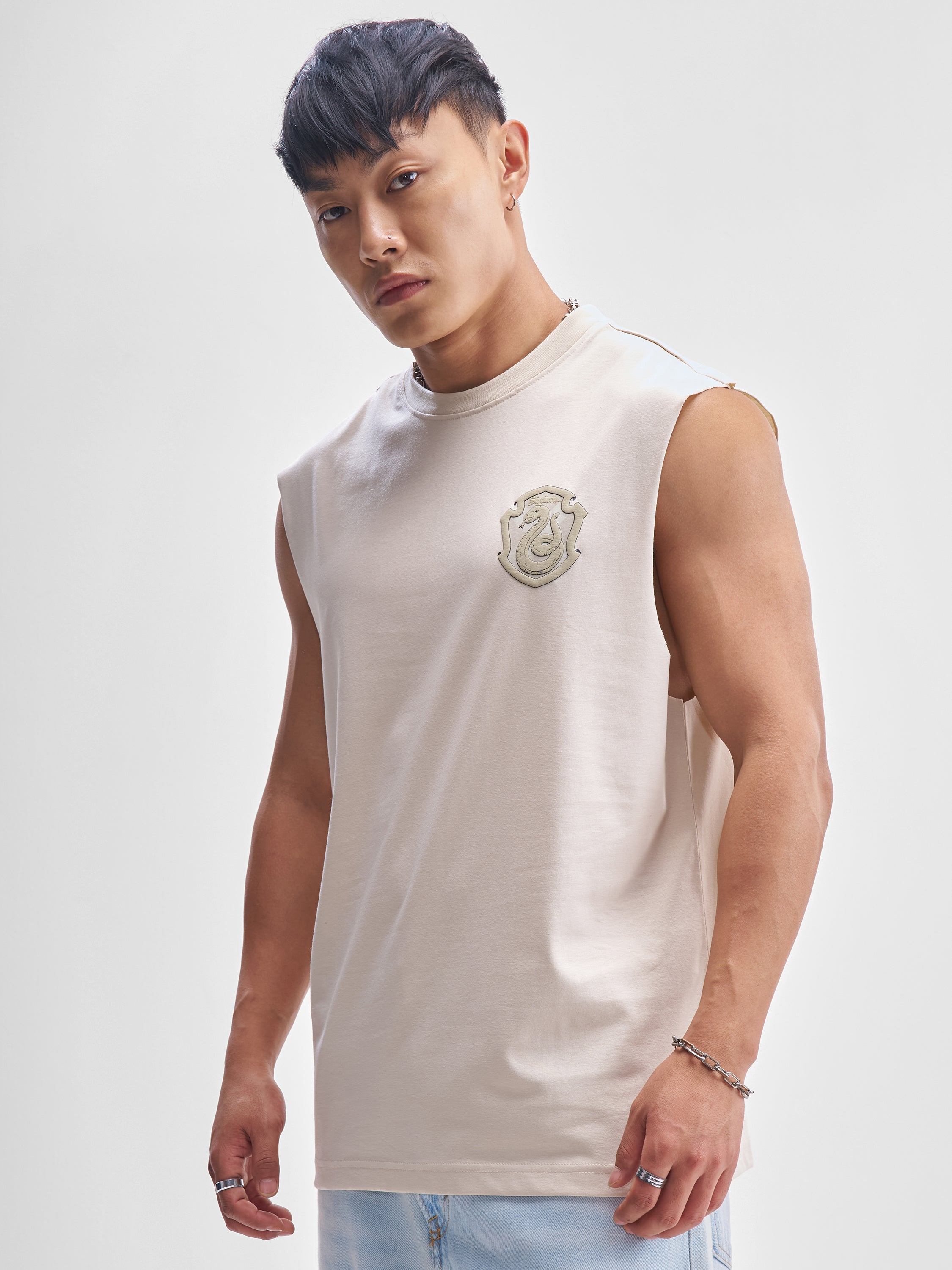 WB By Highlander Men Cream Harry Potter Slytherine Printed Round Neck T-Shirt - Cream - Image 6