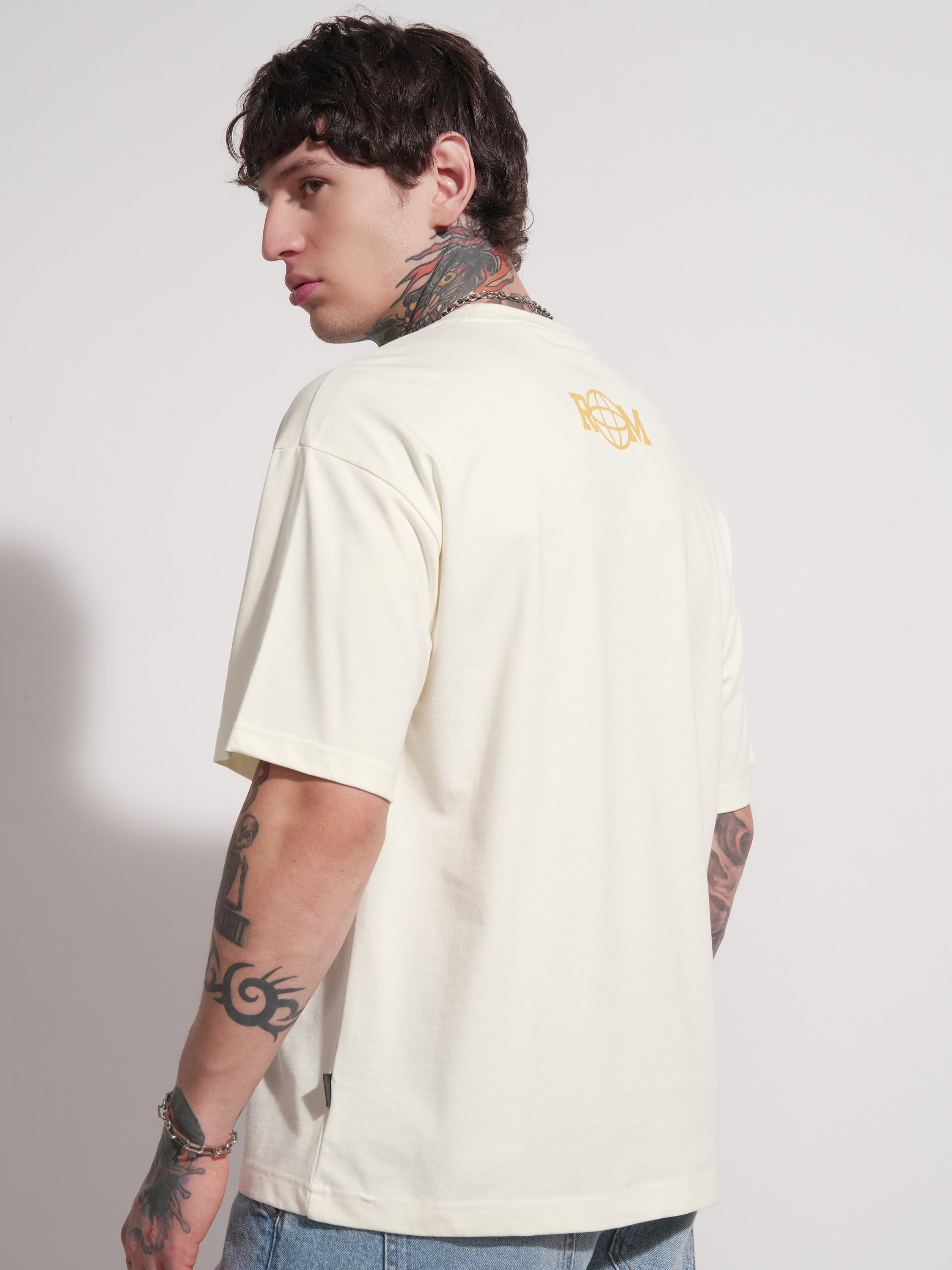 WB By Highlander Men Off White Rick and Morty Printed Round Neck Oversized Fit T-Shirt - Off White - Image 3