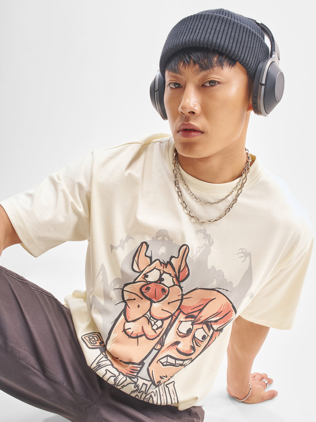 WB By Highlander Men Off White Scooby Doo Printed Round Neck T-Shirt - Off White - Image 1