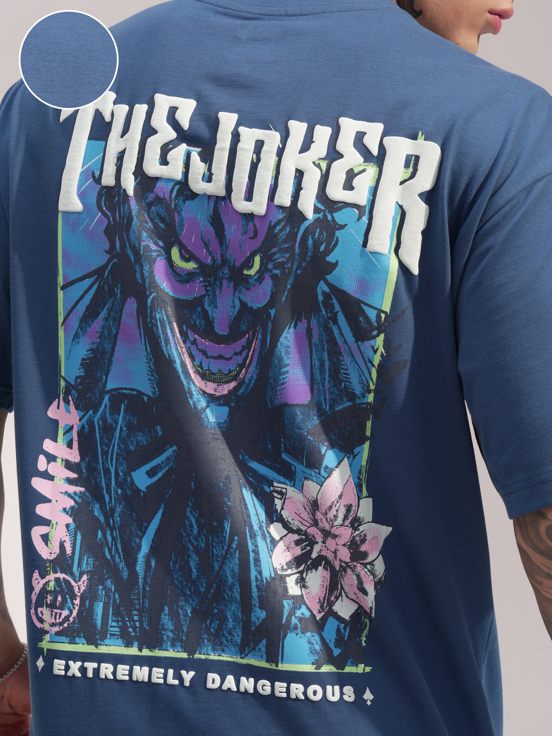 DC By Highlander Men Navy Blue Batman Printed Round Neck T-Shirt - Navy Blue - Image 5