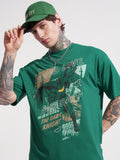 DC By Highlander Men Green Batman Printed Round Neck Oversized Fit T-Shirt - Green - Image 1