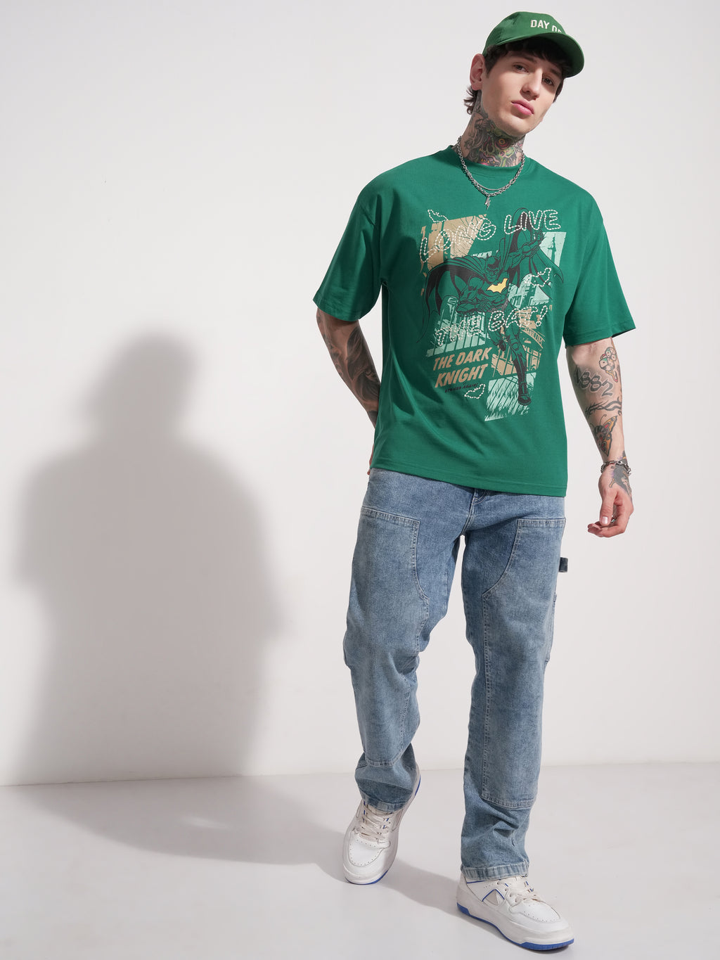 DC By Highlander Men Green Batman Printed Round Neck Oversized Fit T-Shirt - Green - Image 2