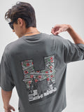 WB By Highlander Men Grey Harry Potter Printed Round Neck Oversized Fit T-Shirt - Grey - Image 1