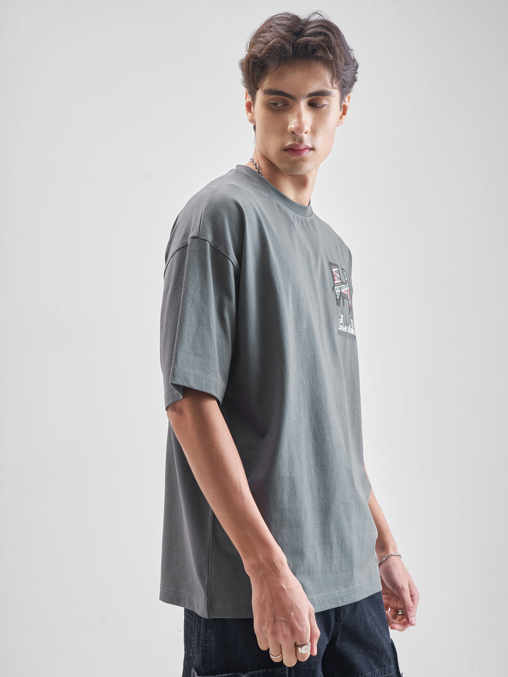 WB By Highlander Men Grey Harry Potter Printed Round Neck Oversized Fit T-Shirt - Grey - Image 6