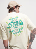 WB By Highlander Men Beige Rick And Morty Printed Round Neck Oversized Fit T-Shirt - Beige - Image 1