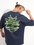 WB By Highlander Men Navy Blue Rick And Morty Printed Round Neck Oversized Fit T-Shirt - Navy Blue - Image 1