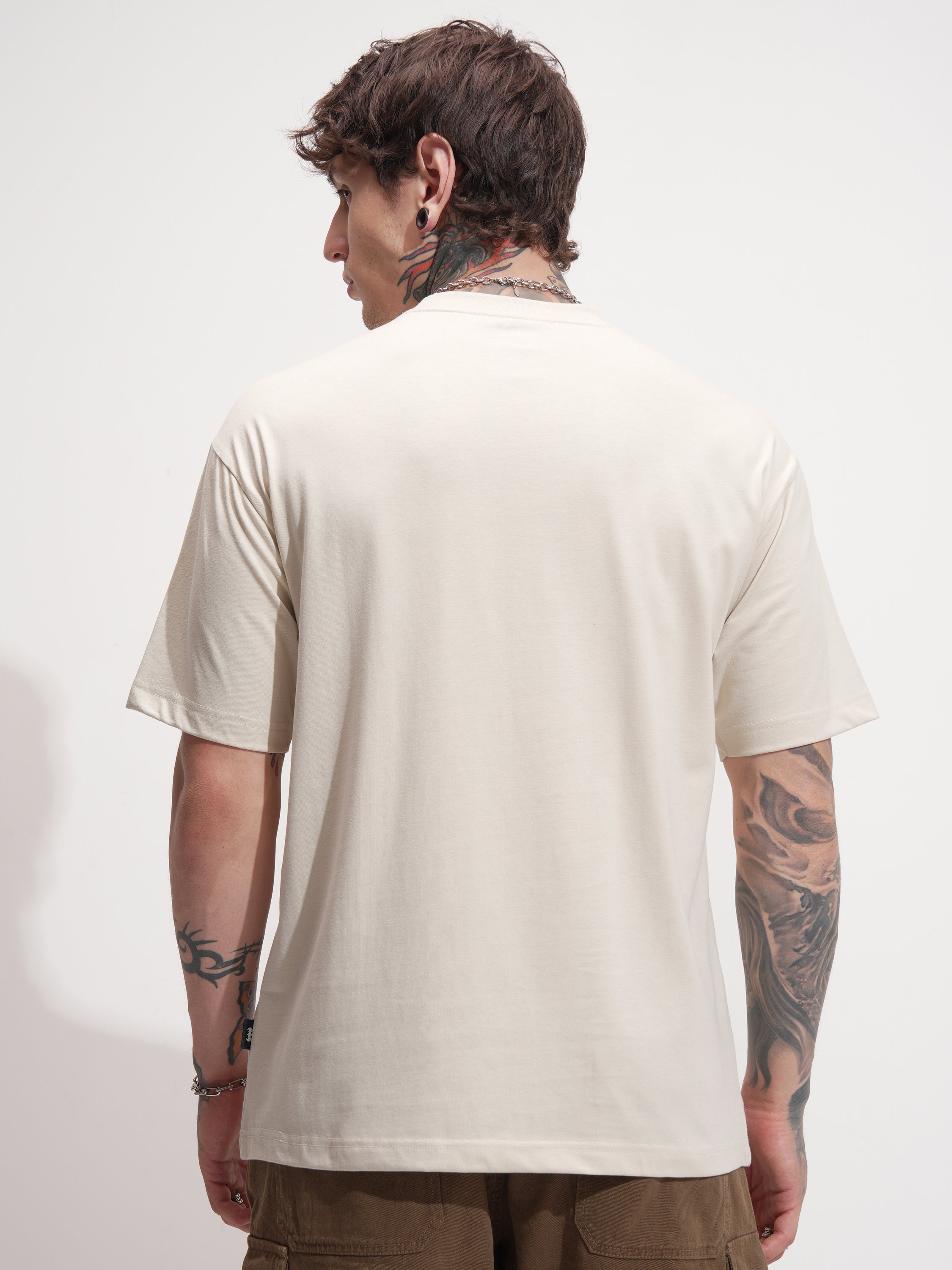 DC By Highlander Men Cream Batman Embroidered Round Neck T-Shirt - Cream - Image 3