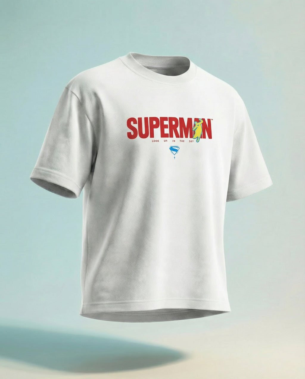 DC By Highlander Men Off White Superman Printed Round Neck Oversized Fit T-Shirt - Off White - Image 1