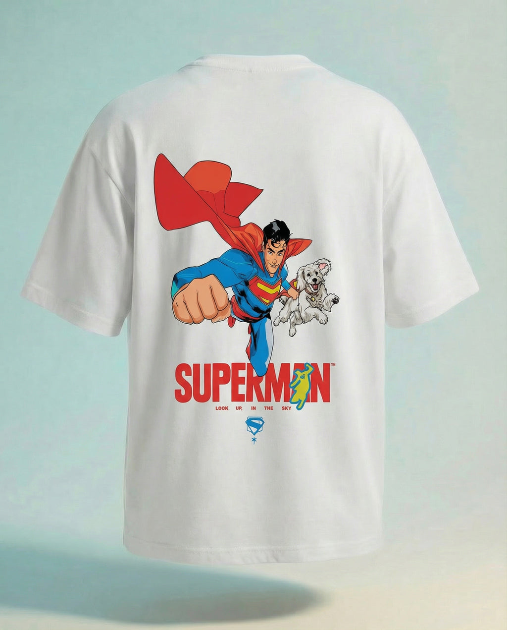 DC By Highlander Men Off White Superman Printed Round Neck Oversized Fit T-Shirt - Off White - Image 2