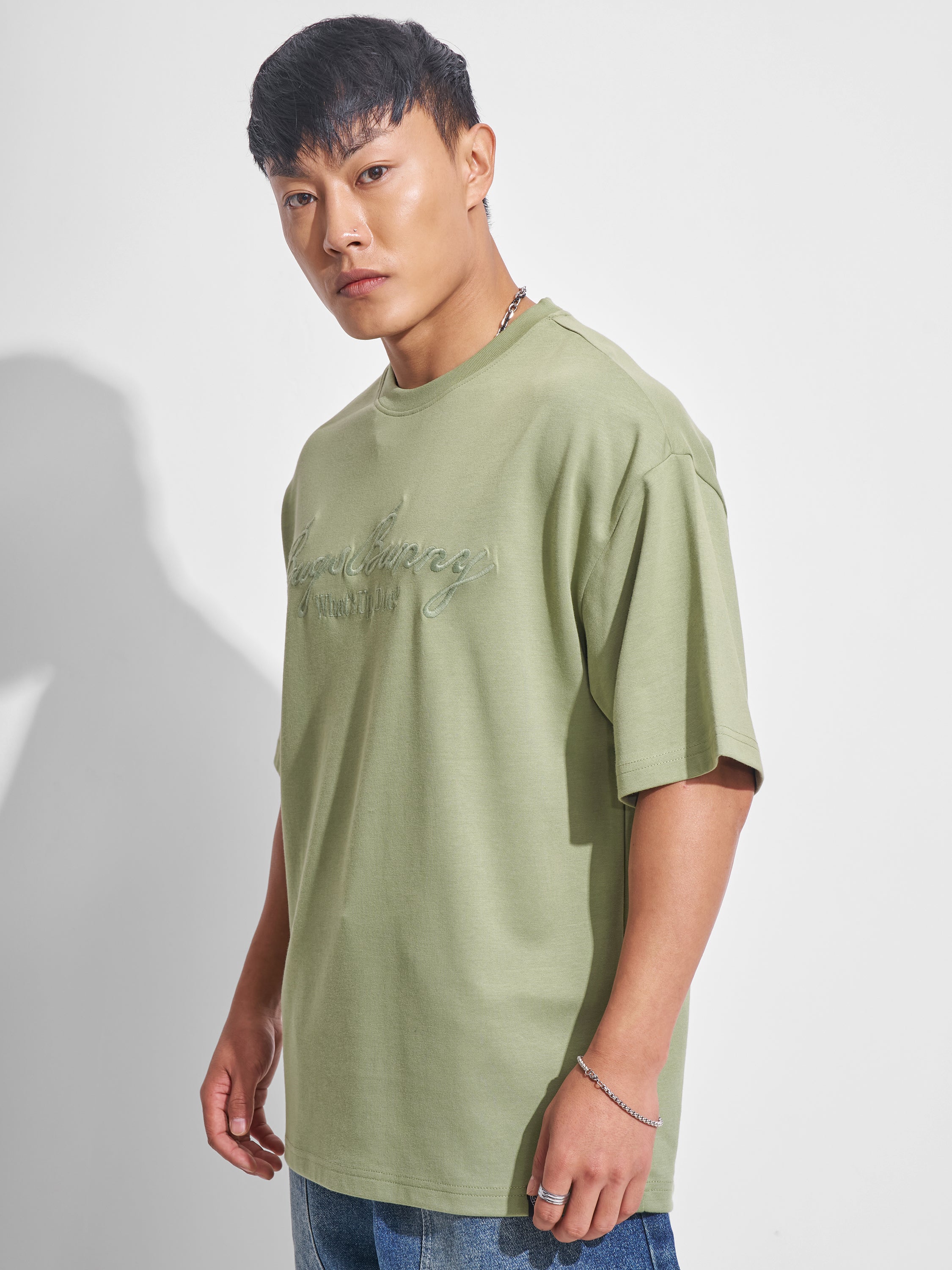 WB By Highlander Men Olive Looney Tunes Printed Round Neck Oversized Fit T-Shirt - Olive - Image 4