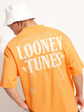 WB By Highlander Men Orange Looney Tunes Printed Round Neck Oversized Fit T-Shirt - Orange - Image 1