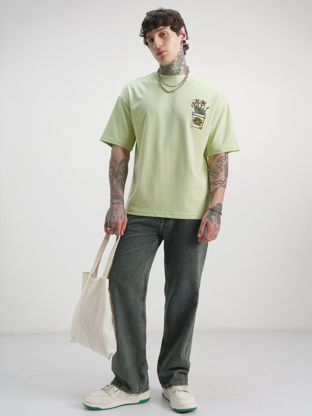 WB By Highlander Men Green Friends Printed Round Neck Oversized Fit T-Shirt - Green - Image 2