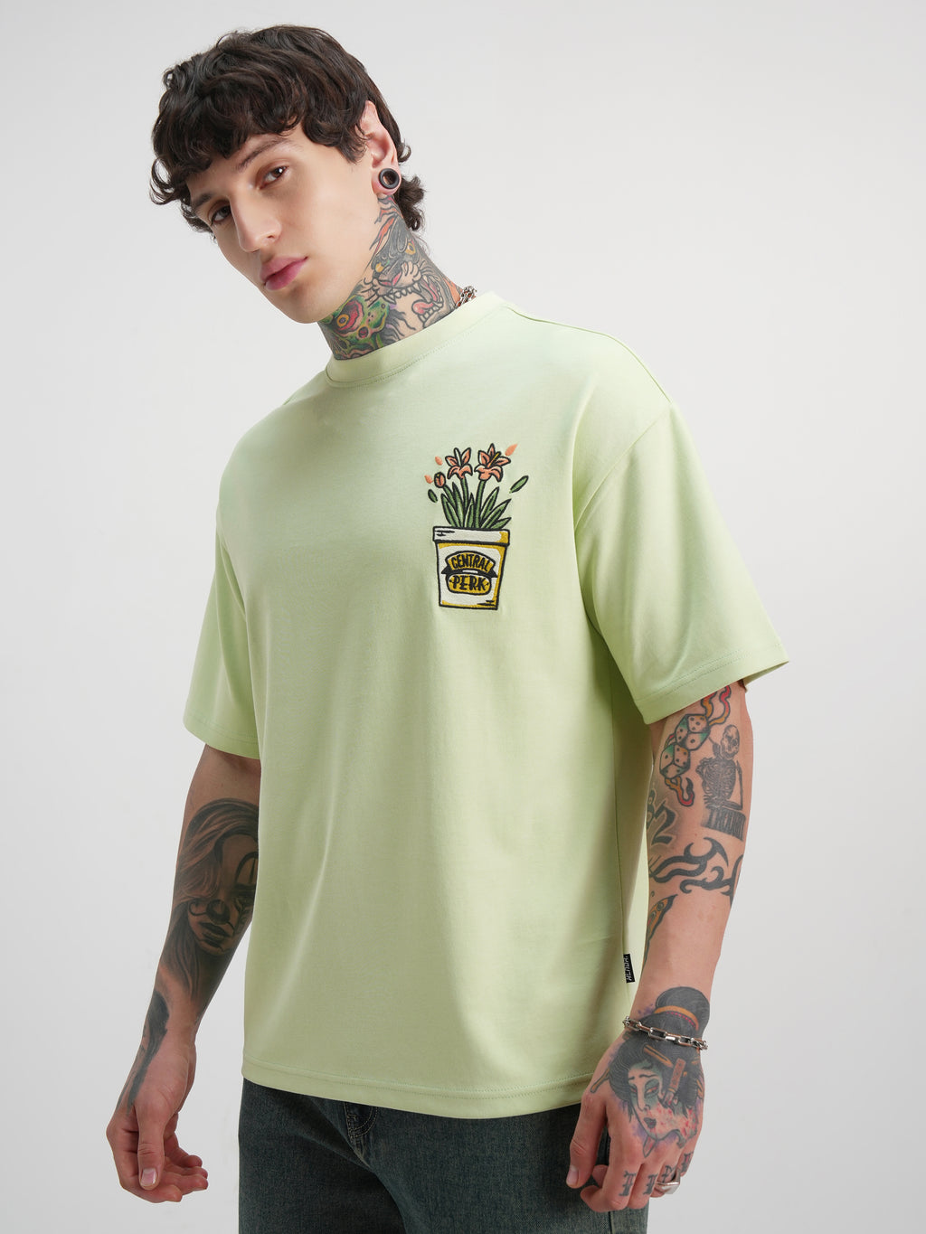 WB By Highlander Men Green Friends Printed Round Neck Oversized Fit T-Shirt - Green - Image 4