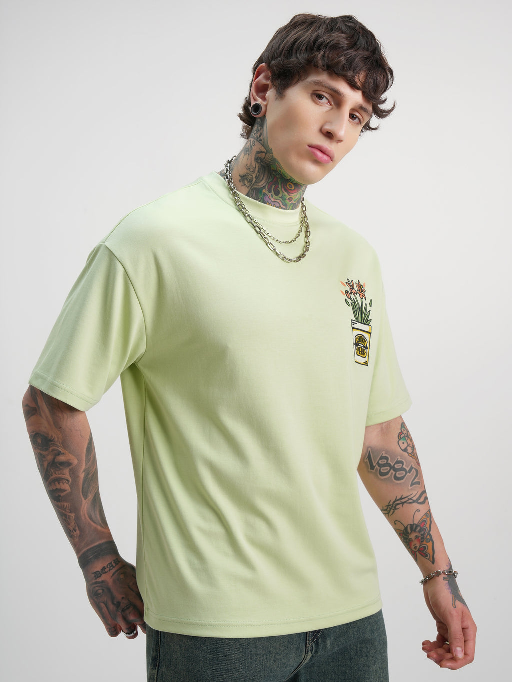 WB By Highlander Men Green Friends Printed Round Neck Oversized Fit T-Shirt - Green - Image 6