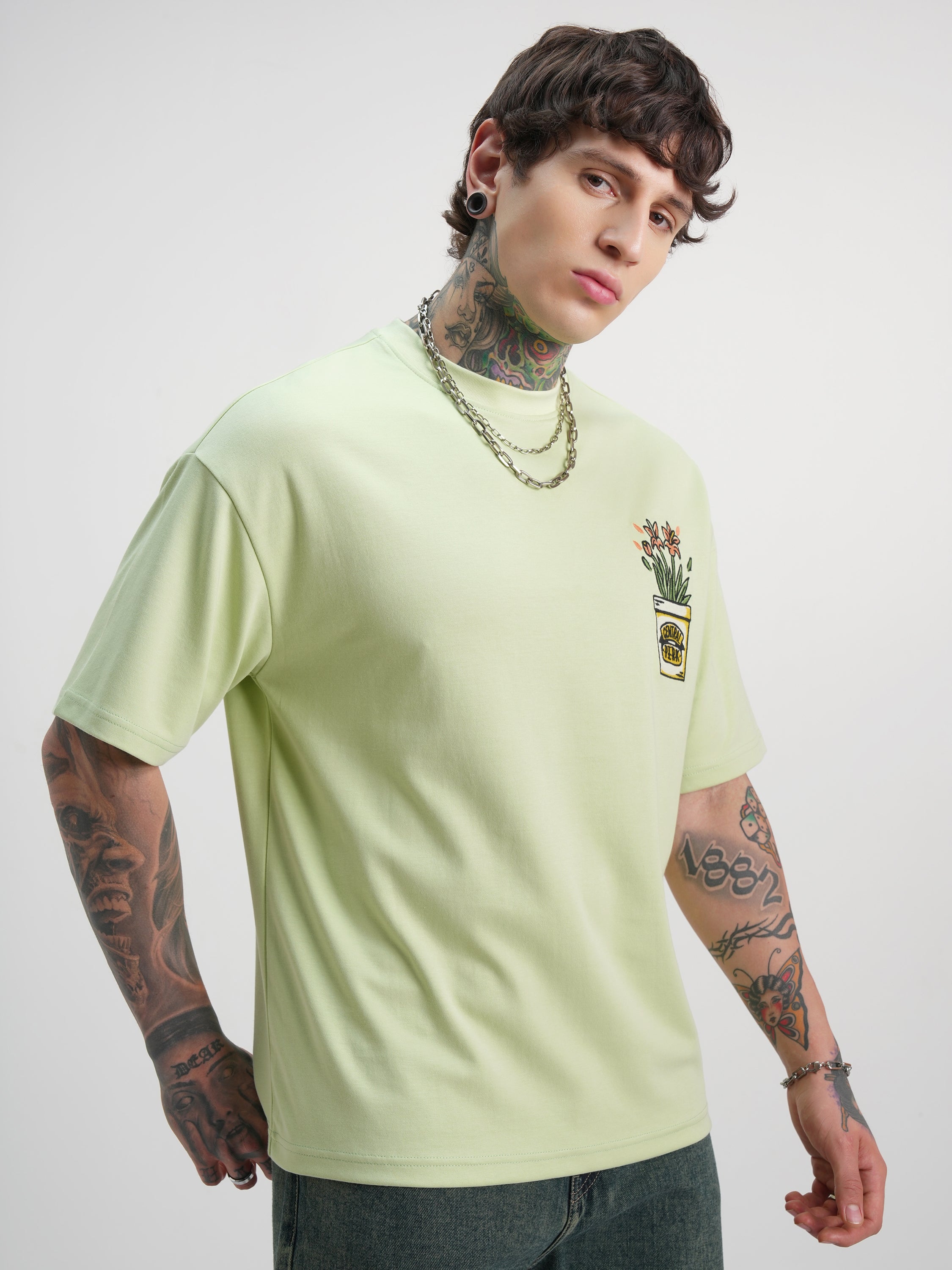 WB By Highlander Men Green Friends Printed Round Neck Oversized Fit T-Shirt - Green - Image 6