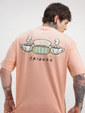 WB By Highlander Men Coral Friends Printed Round Neck Oversized Fit T-Shirt - Coral - Image 1