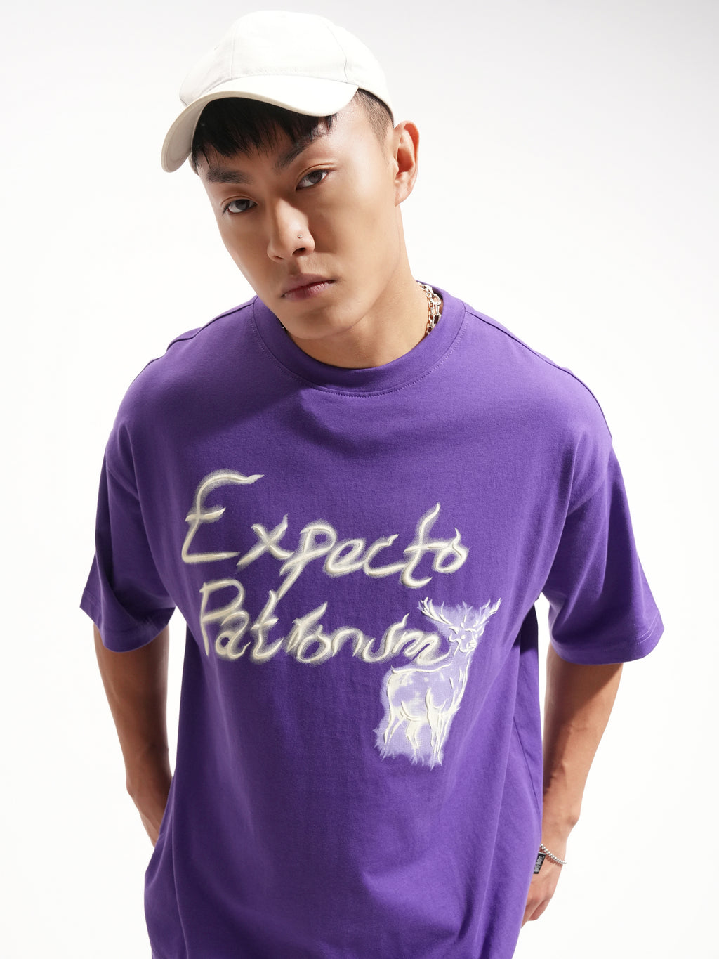 WB By Highlander Men Purple Harry Potter Printed Round Neck Oversized Fit T-Shirt - Purple - Image 1