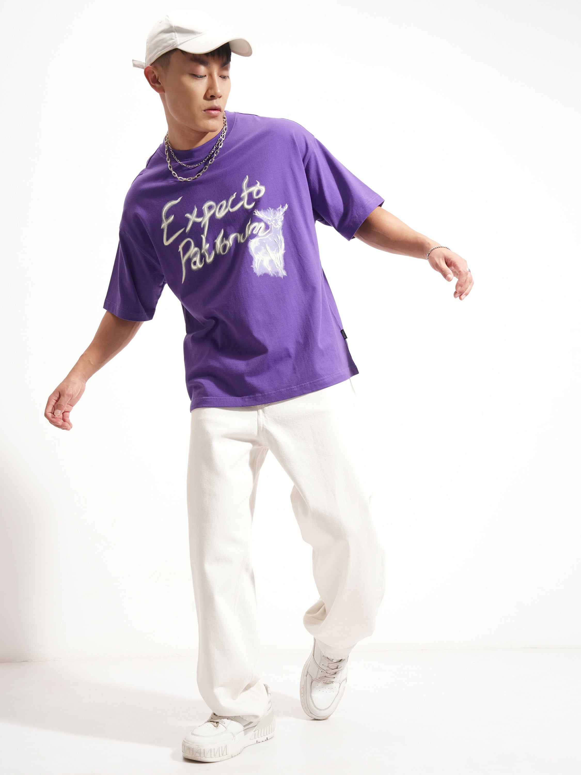 WB By Highlander Men Purple Harry Potter Printed Round Neck Oversized Fit T-Shirt - Purple - Image 2