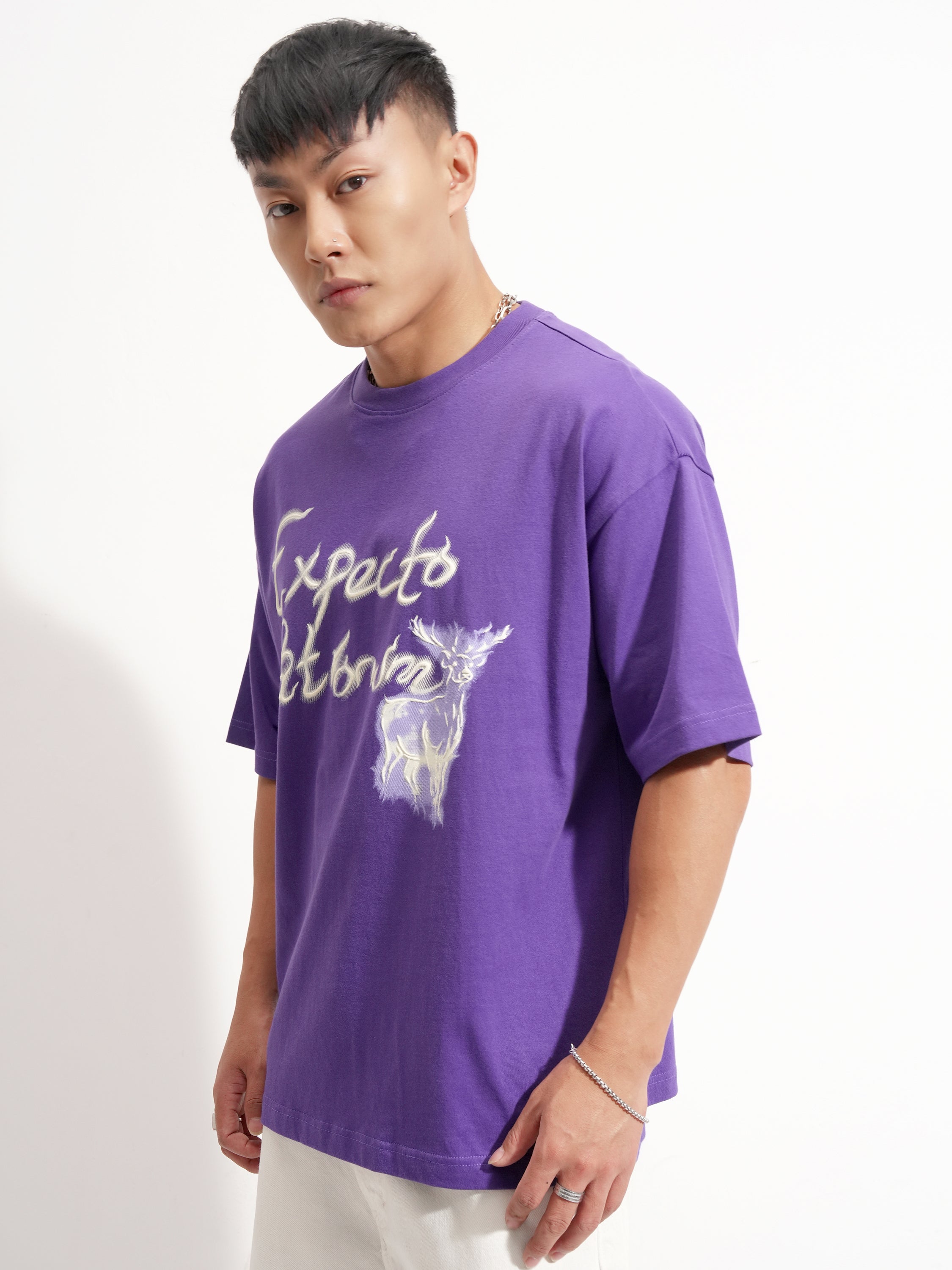 WB By Highlander Men Purple Harry Potter Printed Round Neck Oversized Fit T-Shirt - Purple - Image 4